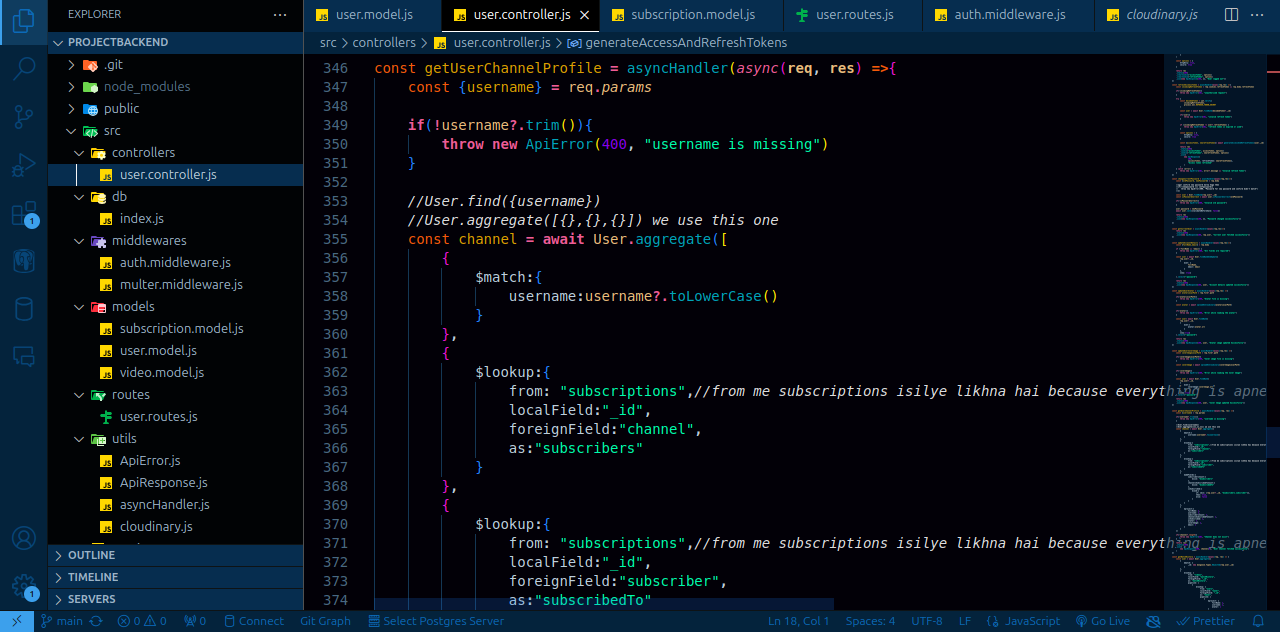 YouTube Backend devloped using Express and NodeJS.